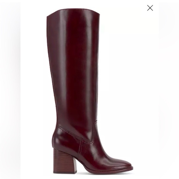 Vince Camuto Shoes - Vince Camuto Tall Leather Extra Wide Calf 9.5 Block-Heel Boots - Rich Mahogany